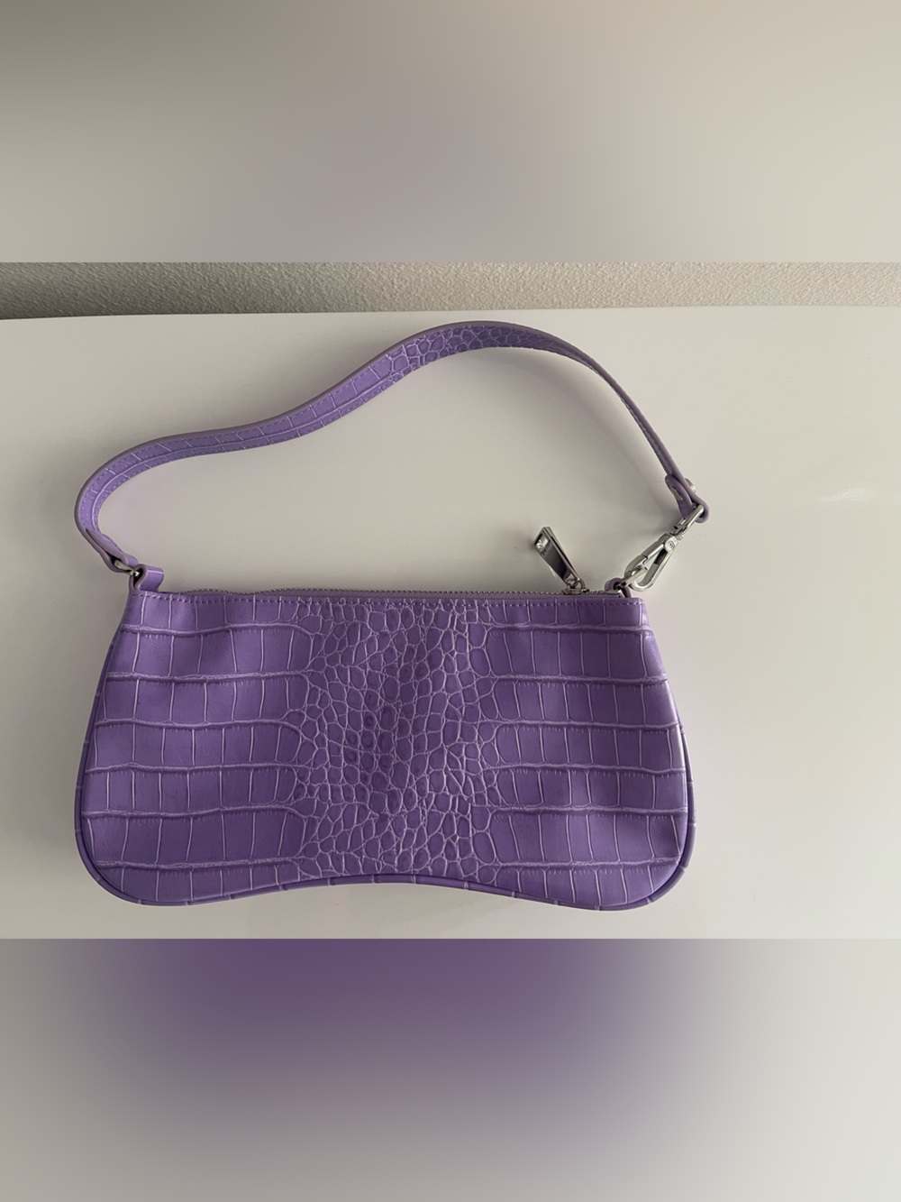JW PEI Lilac Croc-Embossed Shoulder Bag